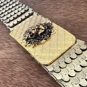 Vintage Stretchy Gold Lion Buckle Belt
